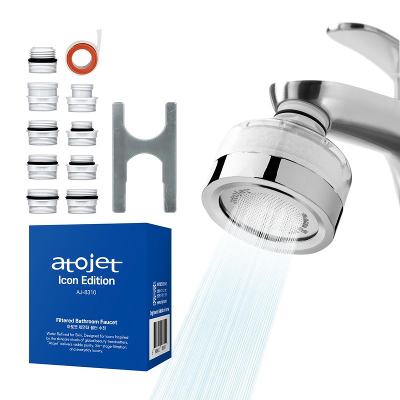 ATOJET Cleansing Washbasin Faucet Filter Inspired by Korea's Beauty Culture - Pure Carbon Filters for Bathroom & Kitchen Water | Carbon Composite Filter | Single Filtered Faucet (AJ8310C-SNG-1) - Image 1
